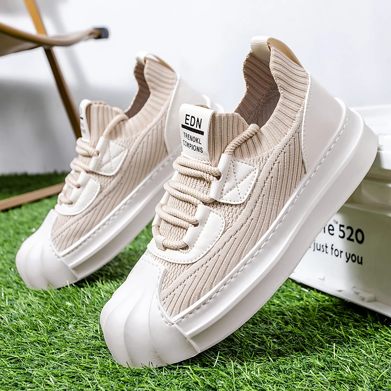 

Men Mesh Breathable Shoes Vulcanized Men's Casual Sneakers Summer Slip on Flat Men Loafers Shell Head Skate Shoes Male Sneakers