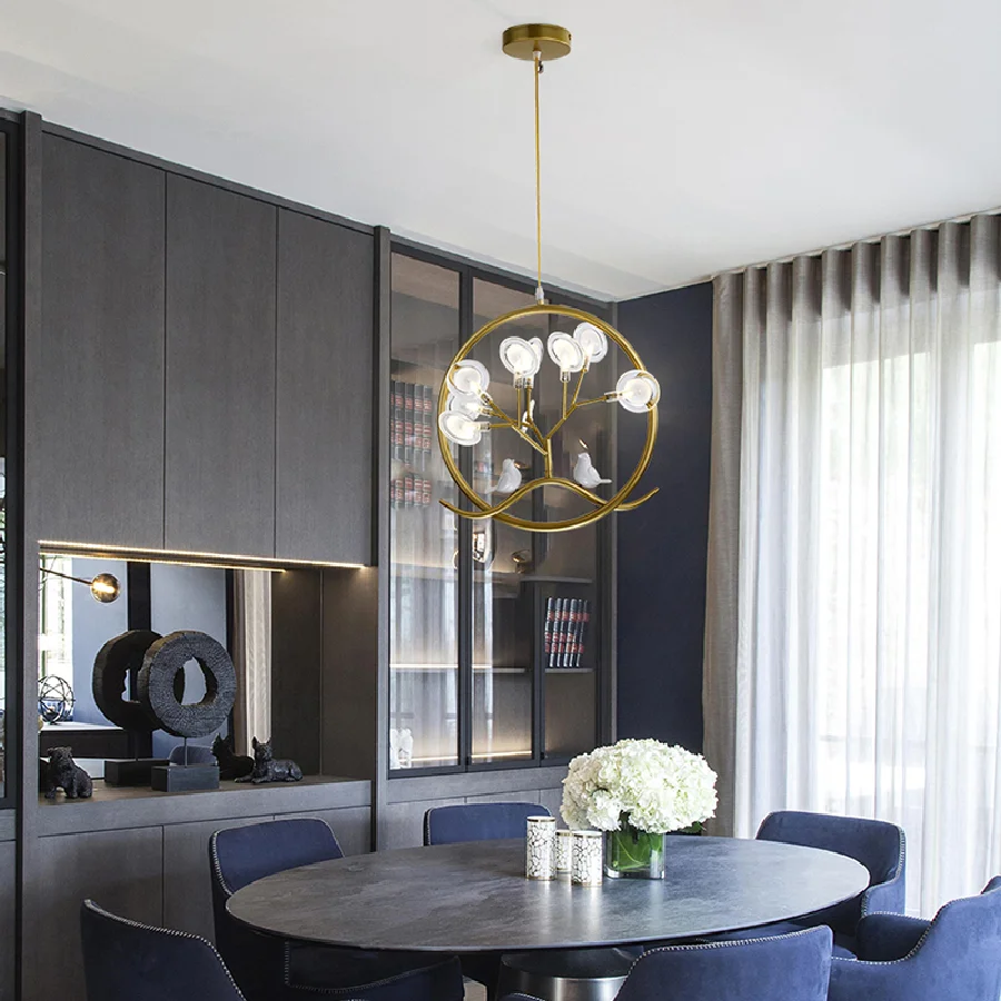 

Birds Led Ceiling Light Golden/Black 9*3w Three Color Light/Warm White/Cold White Bird Living Room Lamp Home Decor Fixtures