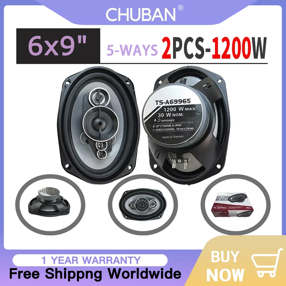 

2400 Вт 5-полосный 6X9-дюймовый комплект коаксиальной аудиосистемы, 2 шт. 1200 Вт каждый, автомобильный монтаж для индивидуальных транспортных средств