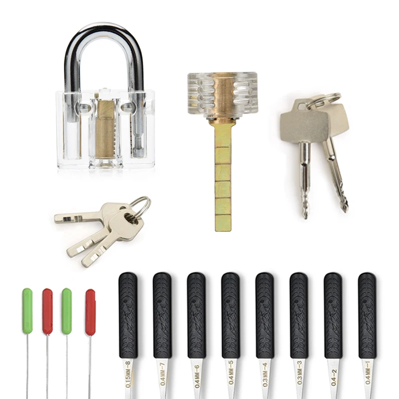 

Combination Practice Padlock Removal Hooks Transparent Locks Locksmith Training Tools With Broken Key Removing Hooks