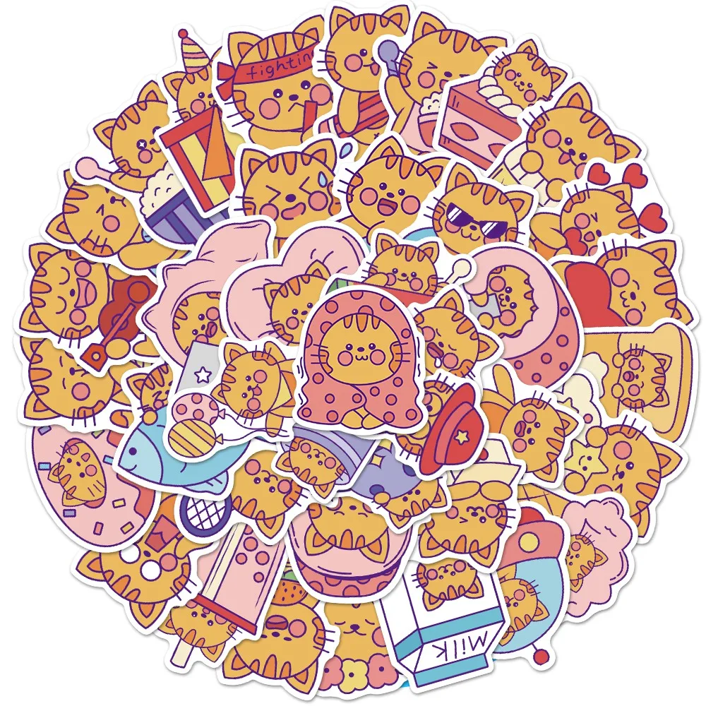 

10/50PCS Vinyl Cute Cat Stickers Waterproof Kitty Sticker Pack for Water Bottle Laptop Skateboard Luggage Bike Car