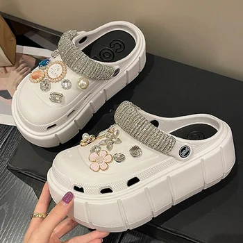 Fashion Charms Sandals 2023 New Clog Shoes Outdoor Women Slippers Thick Sole High Quality Summer Sandals 6CM Bottom For Girls 1