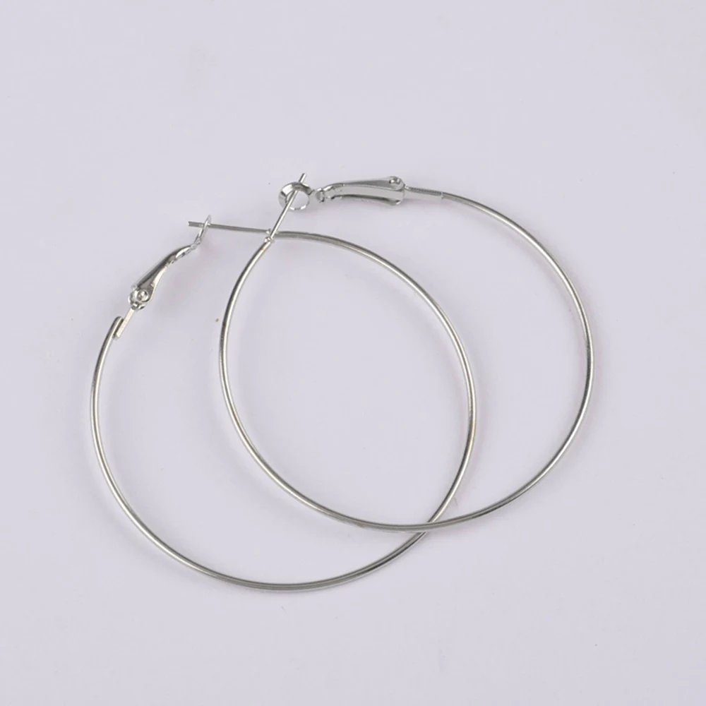 

500piece Rhodium Plated 50mm Ring Circle Earrings Dull Silver Earring Hooks Hoop Earring Findings