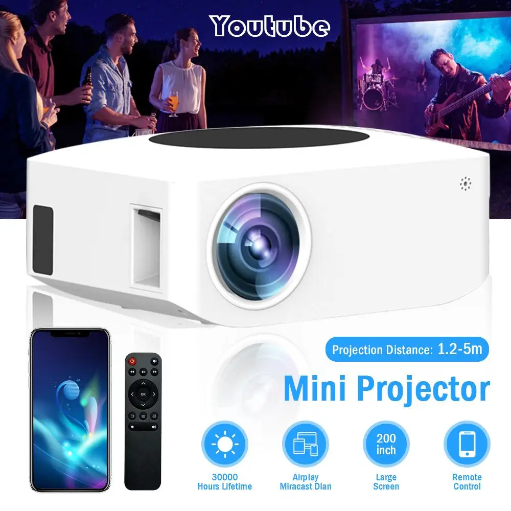 

Мини-проектор светодиодный с поддержкой Wi-Fi, 1080p