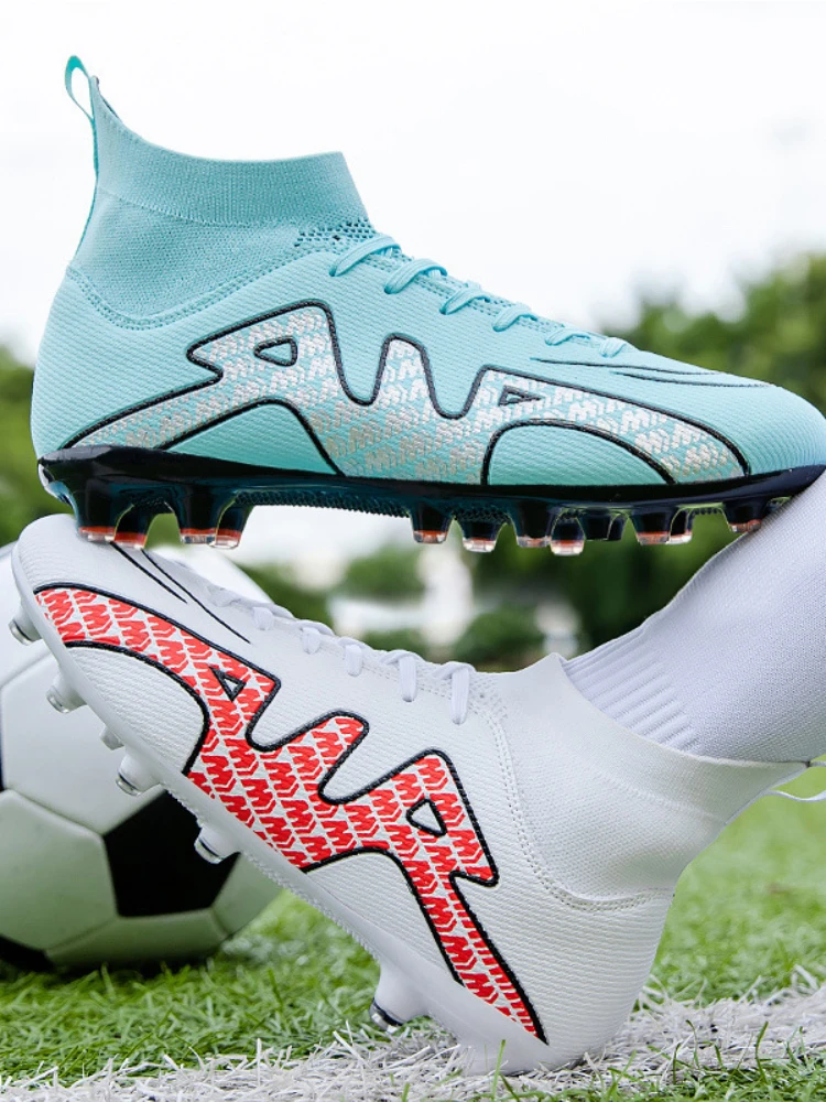 Unisex Football Shoes 2022 Lightweight Breathable Boys Girls Student High Top AG/TF Adult Professional Training Competition Shoe