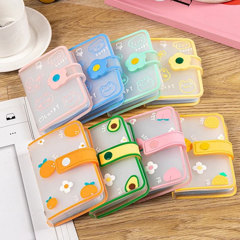 

Симпатичный переносной чехол с цветочным рисунком для девочек, 20 слотов для карт, мультяшная серия с фруктами, простой прозрачный зажим для ...