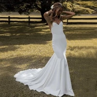 sexy v neck spaghetti straps mermaid wedding dress 2022 elegant sleeveless off shoulder bridal gown backless vestido de novia
