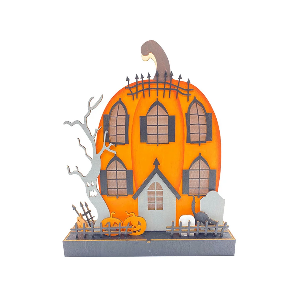 

1Pc House Adornment Tabletop Glowing House Statue without (Orange)
