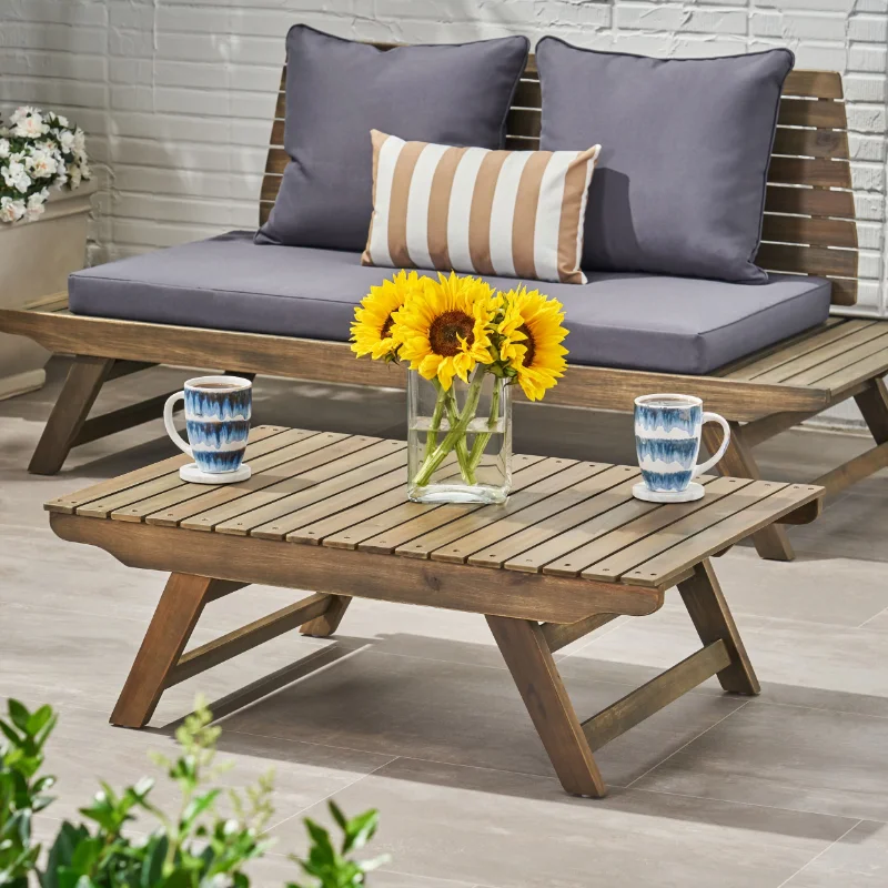 

Ledger Outdoor Wooden Coffee Table, Gray Finish living room furniture side table