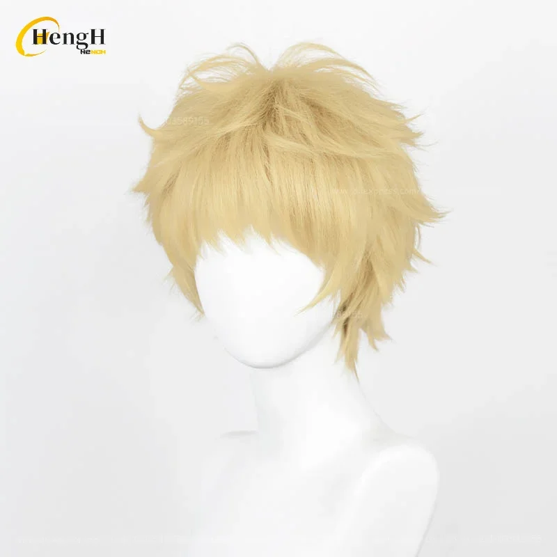 Синтетический парик аниме Kei Tsukishima 30 см искусственный золотой косплей из очки