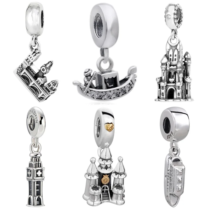 

Шарм мост Прага Венеция Гондола Лондон Биг-Бен кулон бисер 925 Стерлинговое Серебро Подвеска модный браслет Diy ювелирные изделия