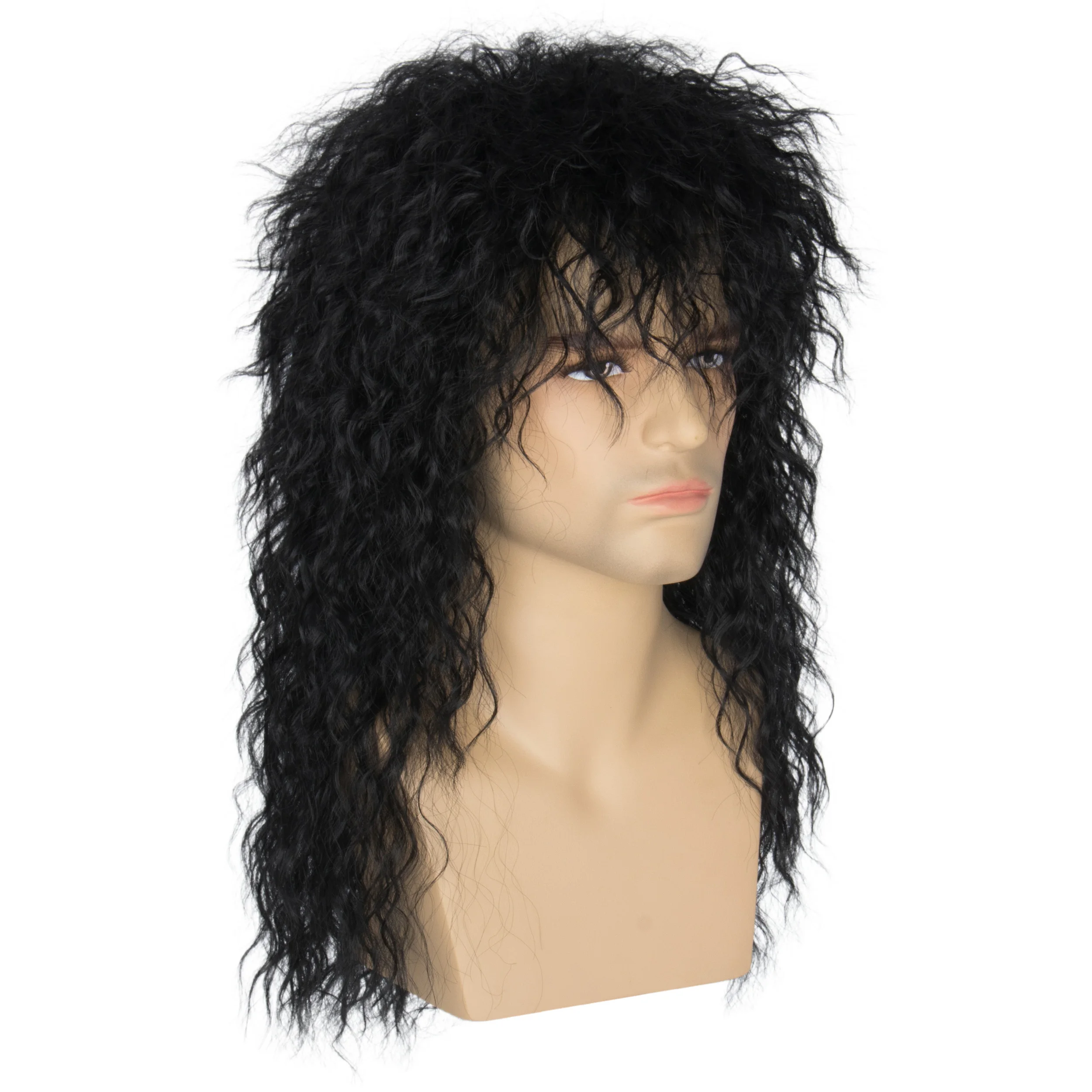 Костюмы на Хэллоуин 70s 80s качающийся чёрный длинный пушистый кудрявый