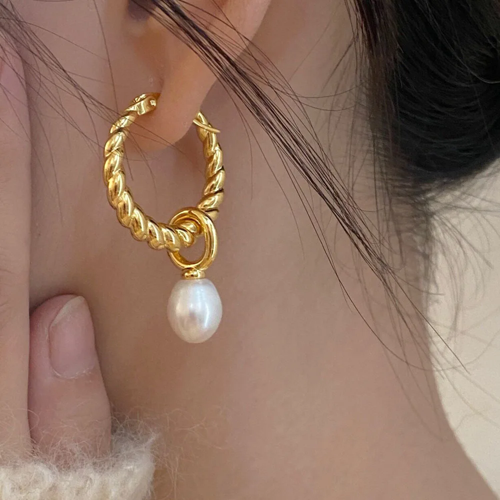 Висячие серьги с золотым жемчугом позолоченные жемчужины 18 карат висячие