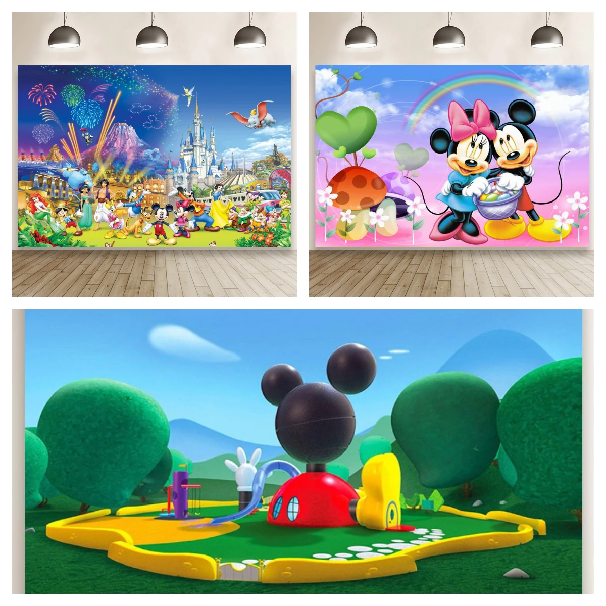 

Disney Park Mickey Mouse Princess Photography Background Children Birthday Party Celebrate Decor Backdrop Photo Studio Customize