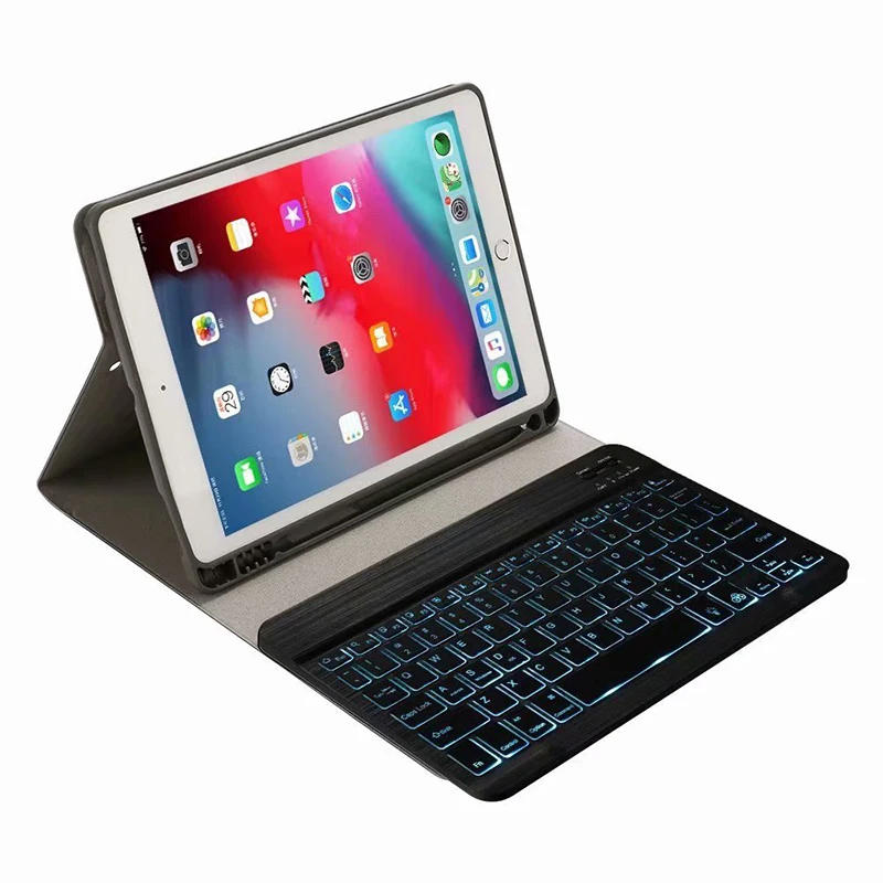 

Ultra Slim PU Leather Case with 7 Colors LED Backlit Bluetooth Keyboard and Pencil Slot for Apple iPad Mini 5 Mini 4 7.9 Tablet