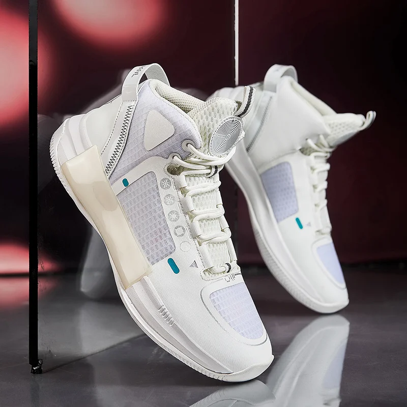 High Quality White Basketball Shoes for Men Unisex Cushioning Anti-Friction Sport Shoes Professional Basketball Sneaker Men 2023