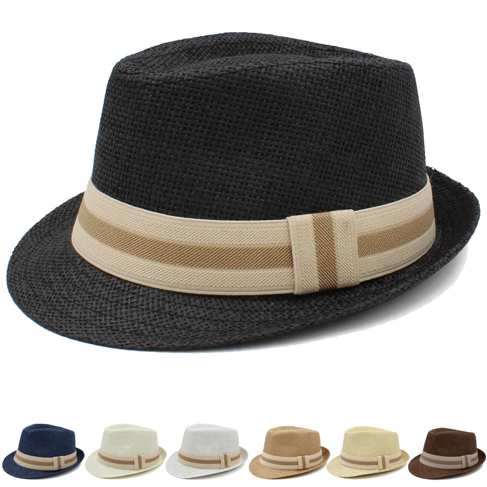 

Соломенная шляпа-федора для детей и взрослых, шляпа от солнца, Классическая джазовая, Пляжная уличная, для путешествий, 2 размера