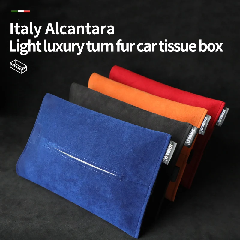 

Alcantara Suede Car Tissue Box Car Sun Visor Tissue case Holder Auto seat back Storage bag accessories