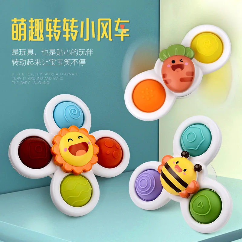 

Fingertip Top Toy Children Bathing Sucker Spinner Suction Cup Animal Swimming Toy Baby Bath Toys for Kids Funny Spinner Toy