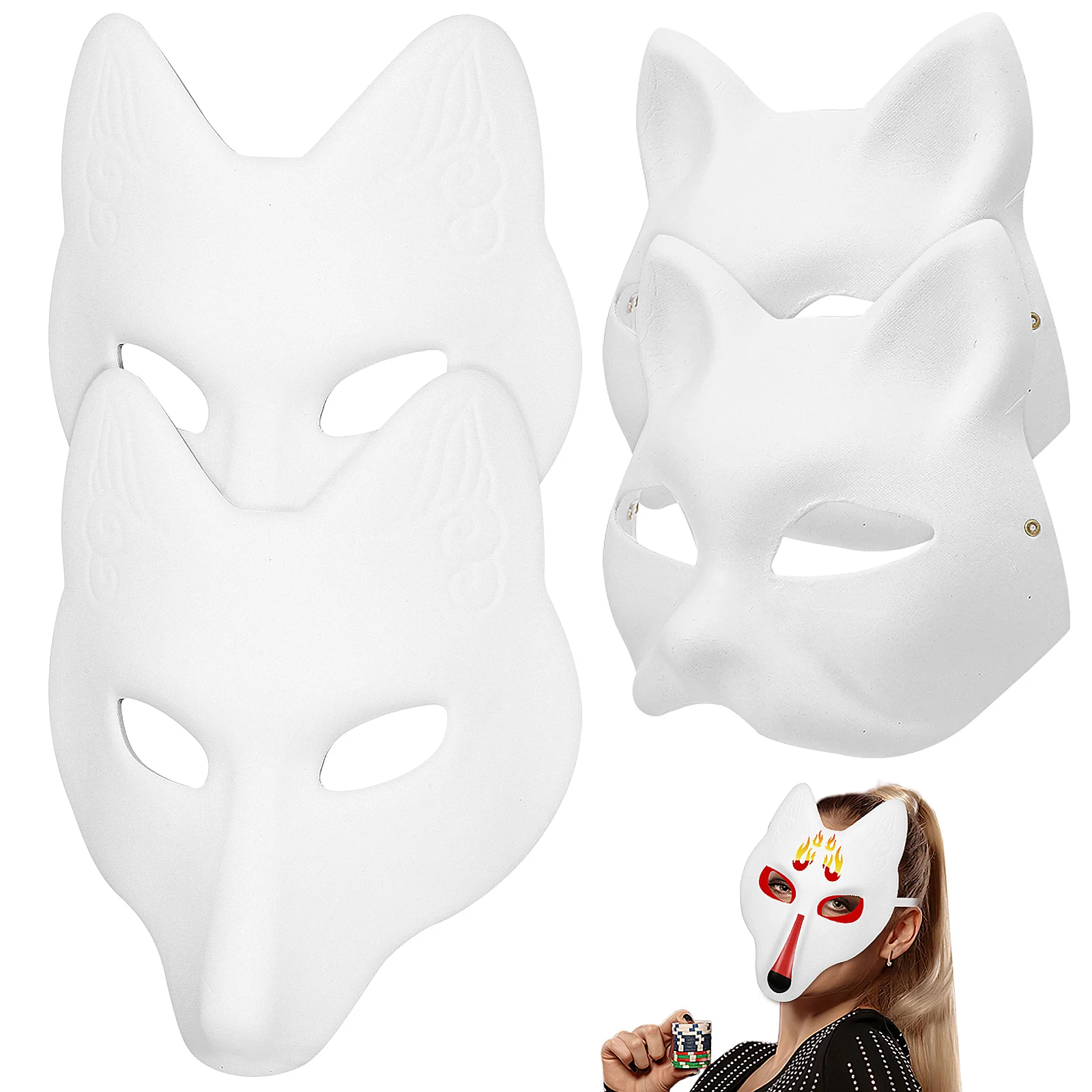 

Halloween Fox Mask Masquerade Cat Mask Blank Mask Diy Animal Unpainted Craft Mask White Paintable Masks Hand Painted Face