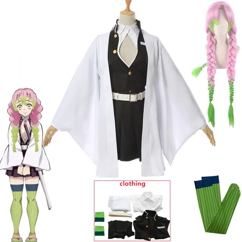 

Anime Adult Kids Demon Slayer Kimetsu No Yaiba Anime Kimono Kanroji Mitsuri Cosplay Costume Kisatsutai Women Halloween Clothes