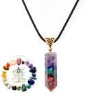 Семь чакр, шестигранное ожерелье с подвеской из дробленого камня для женщин и мужчин, восстанавливающее здоровье женское и мужское ожерелье, ожерелья с подвесками