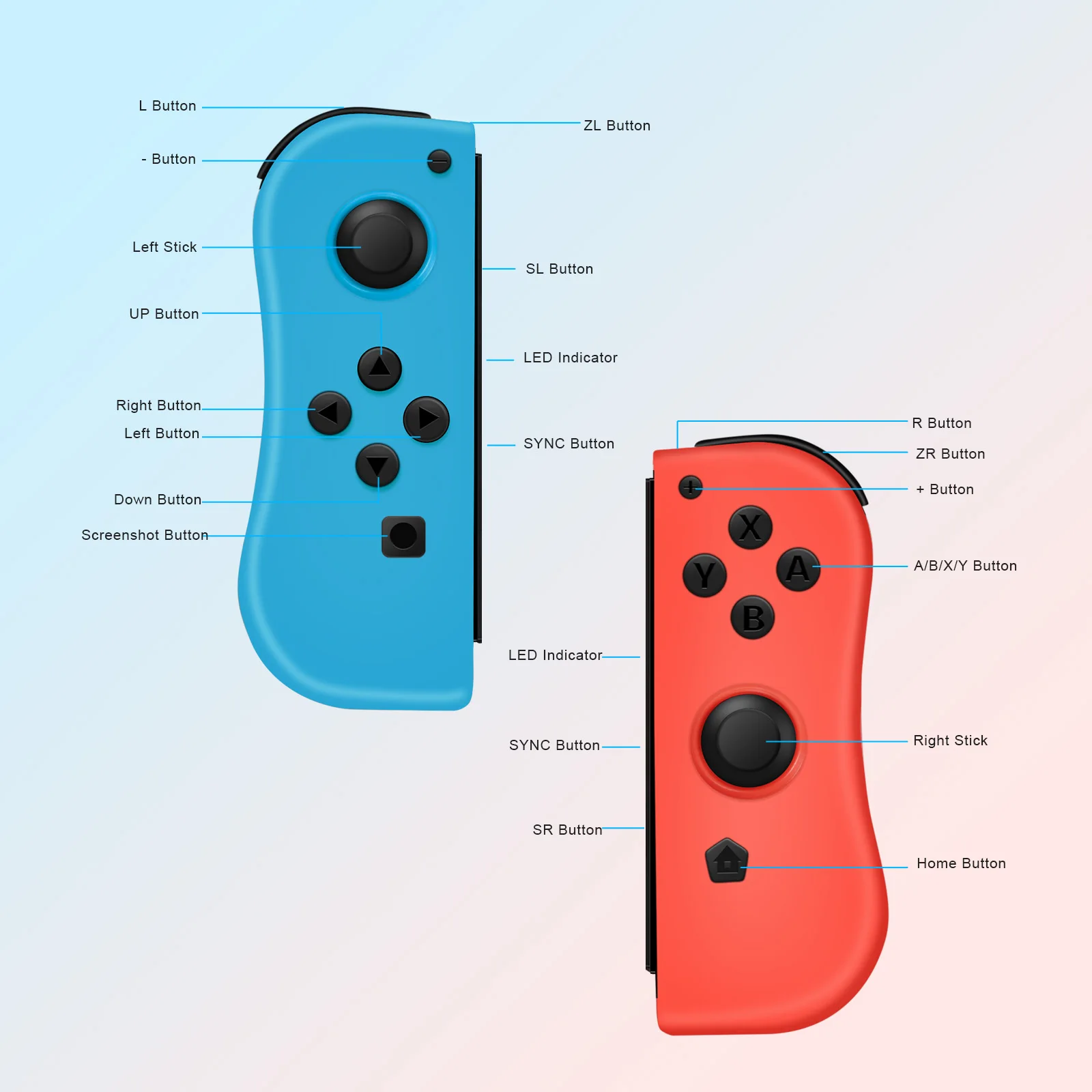 Беспроводной джойстик Powtree для Nintendo Switch Controller левый и правый Bluetooth геймпад