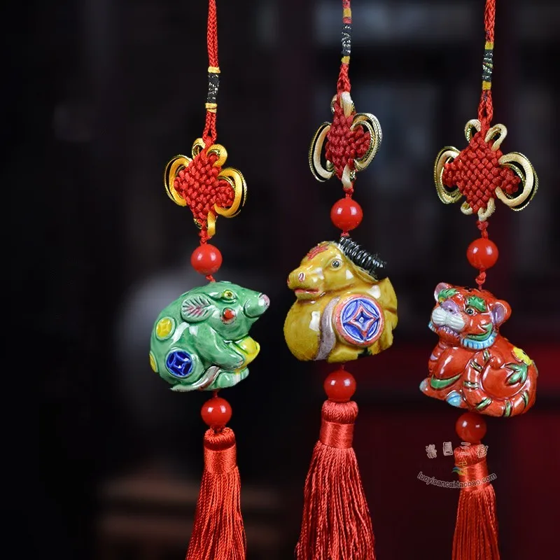 

Керамические подвесные украшения со знаками Зодиака китайские характеристики подвеска ручной работы домашнее украшение фэн-шуй благословение подарок