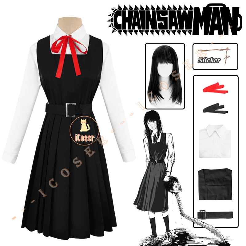 

Anime Chainsaw Man Asa Mitaka Cosplay Costume Wig Black JK dress High School Uniform War Devil Girl Outfit Women Halloween Party