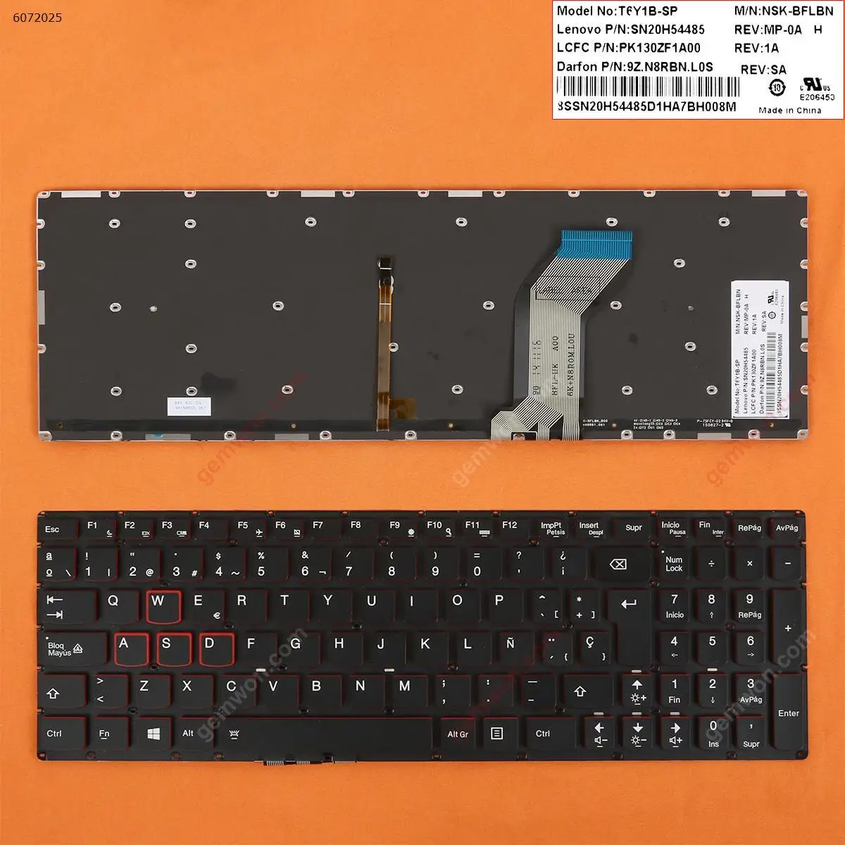 

Новая сменная Испанская версия клавиатуры SP для Lenovo Saviour 15 Y700-15isk черная красная боковая подсветка без рамки