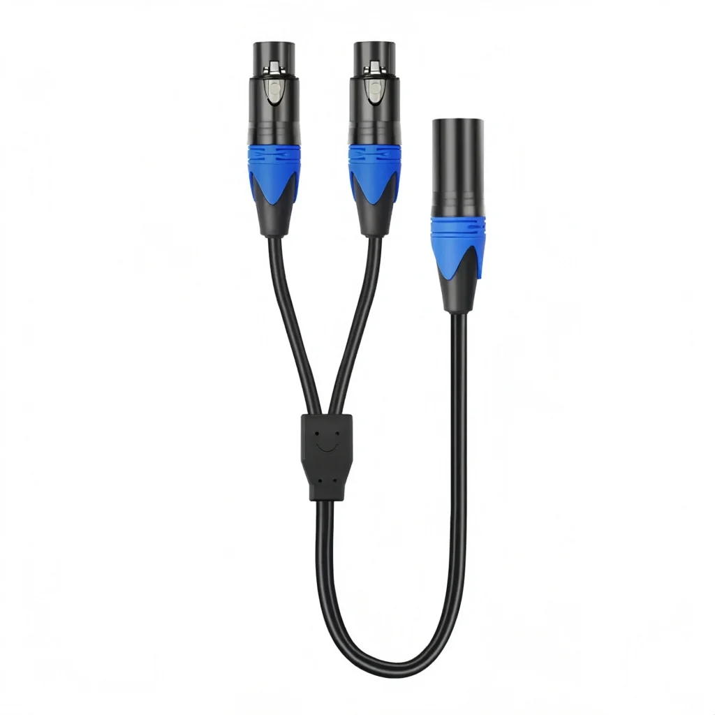 Фото 3-контактный XLR Y-сплиттер аудиокабель, 1 XLR гнездо на два XLR штекера, разветвител для микрофона, усилителя, аудиомикшера, сцены. №3