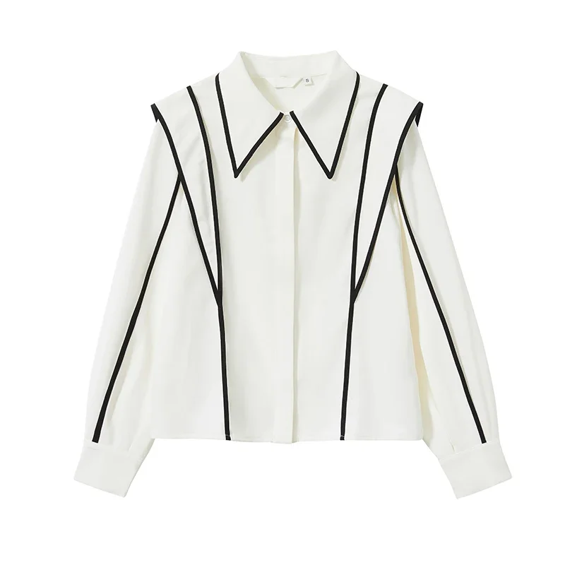 Новая женская рубашка с отложным воротником и длинным рукавом белая блузка