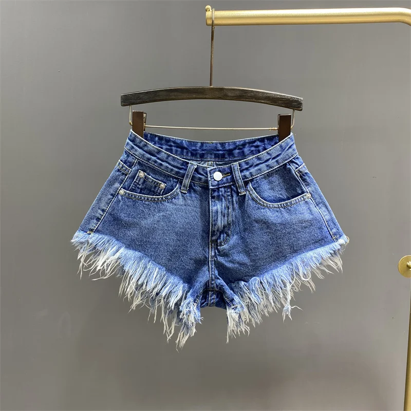 

Розовые шорты для женщин, лето 2023, подходящие ко всему джинсовые шорты с завышенной талией, приталенные рваные потертые штаны, модная одежда, одежда для женщин