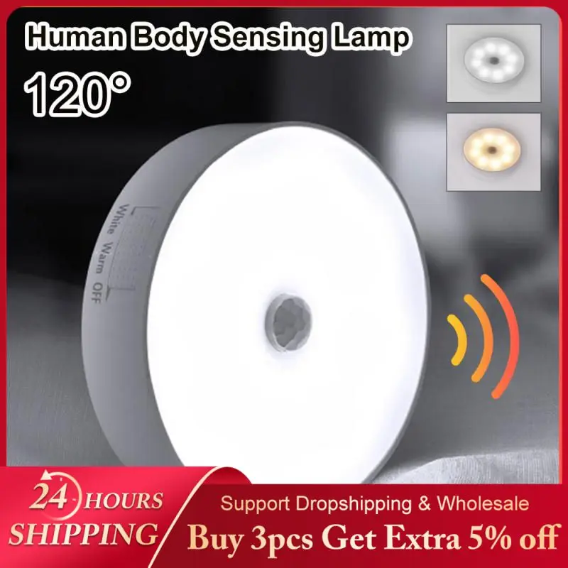 

PIR LED Motion Sensor Night Light Rechargeable Night Lamp Wireless Kitchen Bedroom Closet Light Wall-Mounted Body Induction Lamp