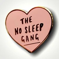 no sleep gang pink heart brooch metal badge lapel pin jacket jeans fashion jewelry accessories gift