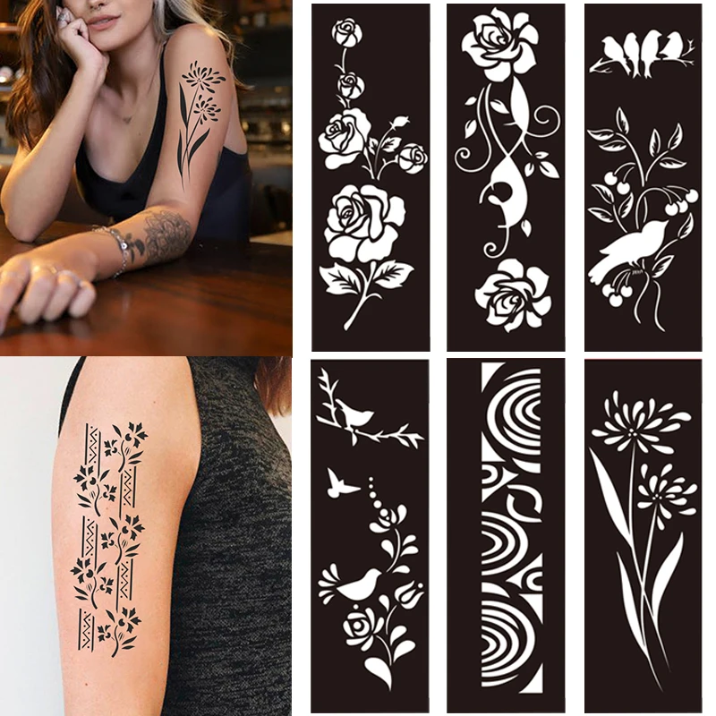 

Tattoo Stencils For Temporary Tattoo Black PET Hollow Tattoo Templates Stencil Hectographic Paper For Tattoos Body Art Stickers