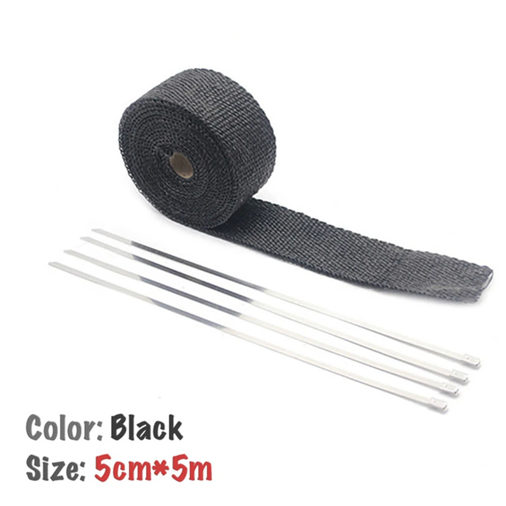 50мм Универсальная термолента для выпускного коллектора глушителя до 1200 градусов, огнестойкая лента, термолента для глушителя