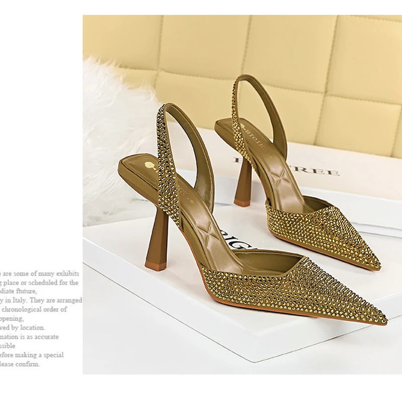 

2022 New Women's Shoes Pointed Toe Shallow Nude Pink Diamond Shoes Low Heel Back Strappy Shoes Women womens shoes shoes 35-43