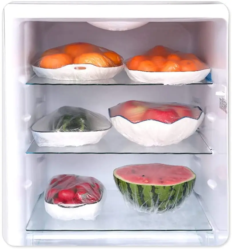 

Food Cover Plastic Wrap Elastic Lids For Fruit Vegetables Bowls Cups Caps Storage Kitchen Fresh Keeping Saver Bag 50/100/200pcs