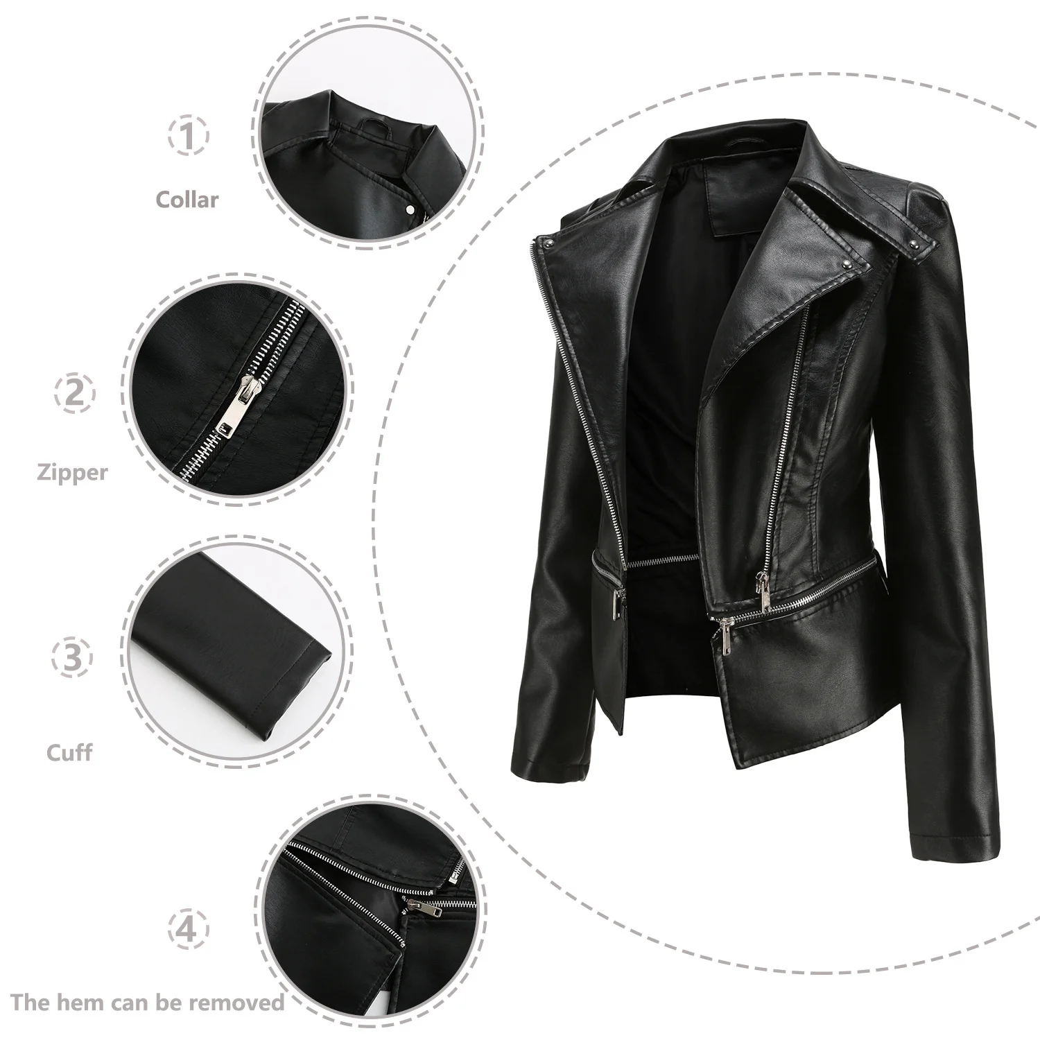 Women's European new leather dress women's detachable hem spring and autumn coat women's fashion casual jacket 2021