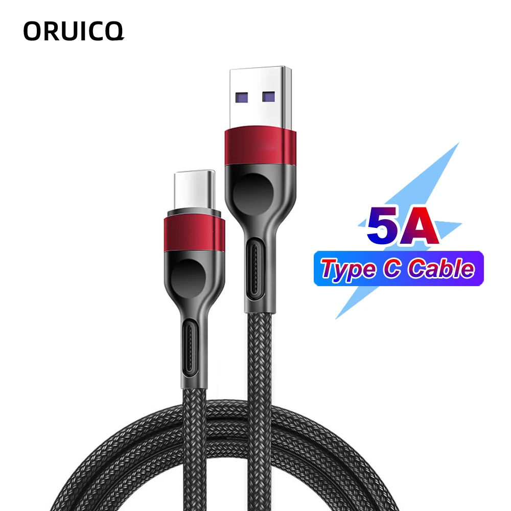 Кабель Usb type-c нейлоновый, 5 А, для Samsung s21, s20, A51, xiaomi mi 10