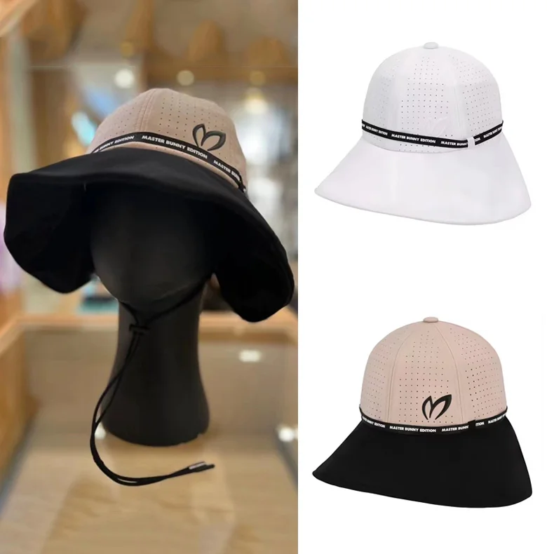 

Summer New Korean Golf Big Brim Sunshade Anti-ultraviolet Rabbit Ear Strap Windproof Fisherman Cap Women's Ball Cap