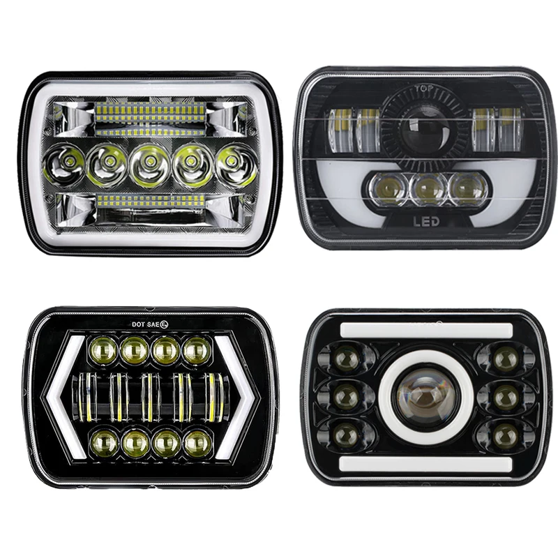

1PCS 5x7" LED Headlights Working Light for Car Lamps Truck Boat Tractor Trailer 6500K Offroad Rover 90/110 Defender 200 300 Tdi