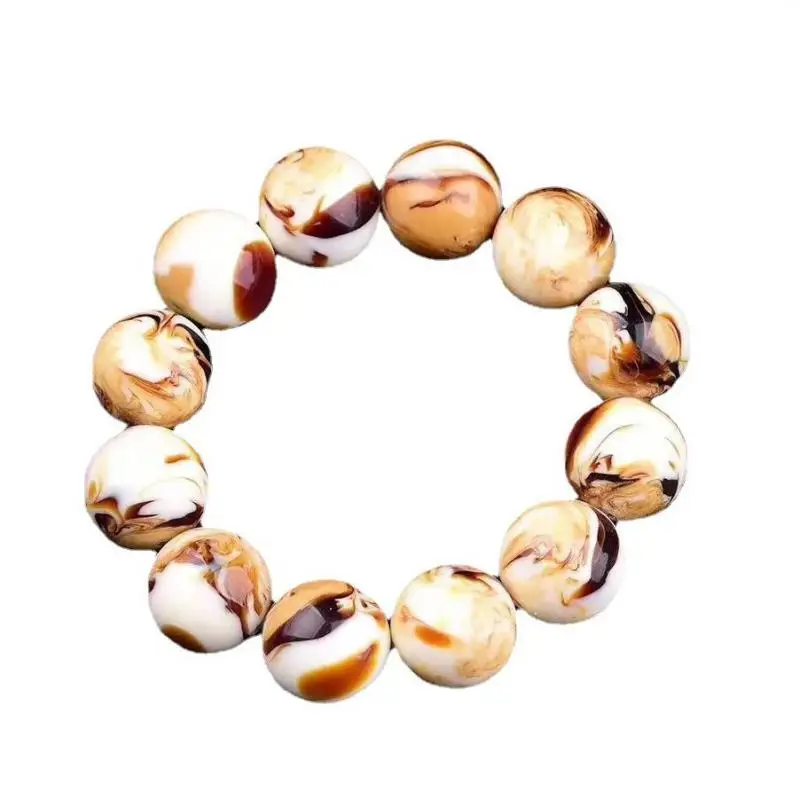 

Real Burmese Root Amber Elastic Beads Bracelet Men Women Healing Jewelry Gemstone Bangle Natural White Amber Amulet Bracelets