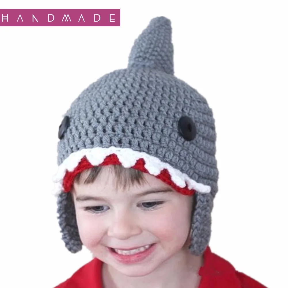 

Unisex Children Novelty toy Crochet Shark Attack Hats Handmade Costume party Cute Cool Gifts Funny creative Caps Fashion Beanies