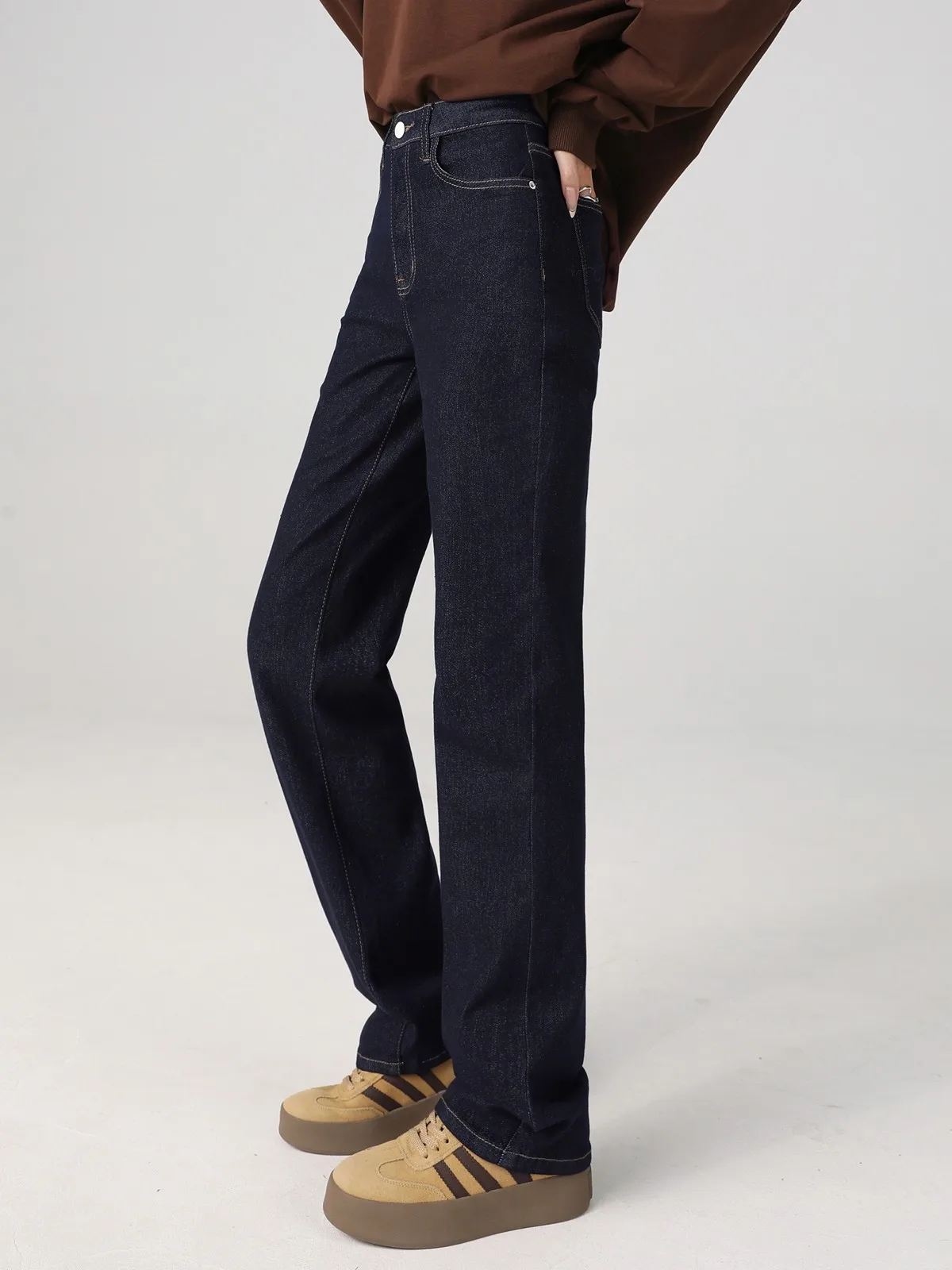 ZHISILAO толстые теплые джинсы женские винтажные хлопковые эластичные меховые