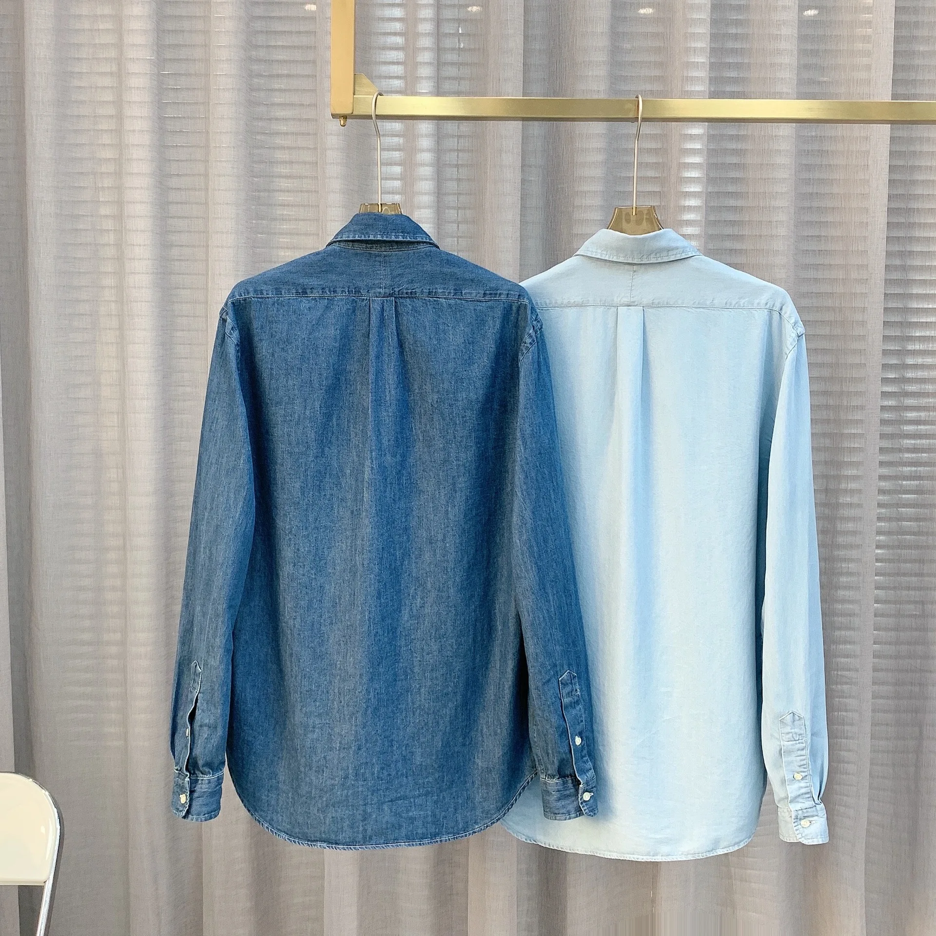 Новинка Осень-Зима Женская рубашка с длинным рукавом Ретро джинсовая эффектом