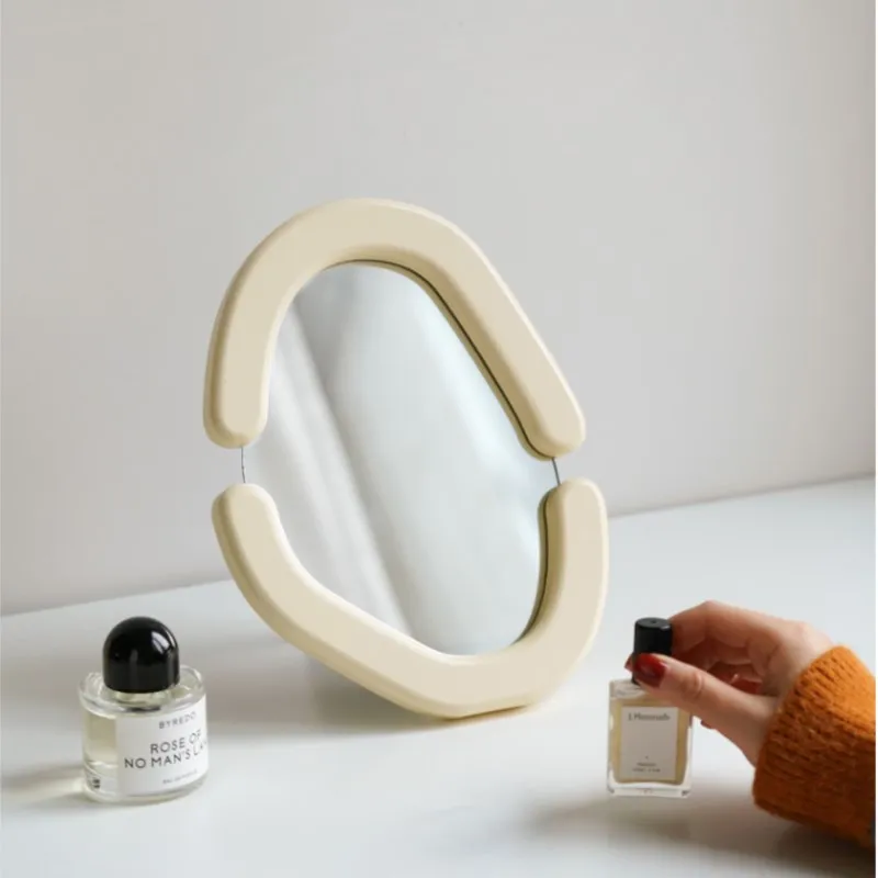 

Деревянное настенное зеркало в рамке, домашний декор, Ретро Зеркала для туалетного столика, овальное косметическое зеркало, настольное укр...