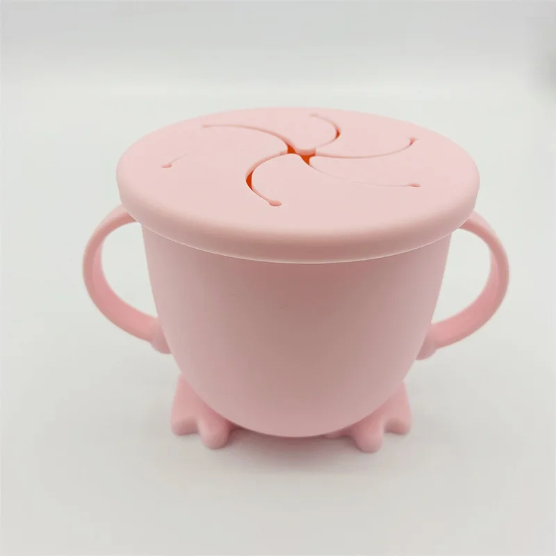 

BPA Free Kids Cup Silicone Food Storage Box Solid Color Baby Snack Cup Portable Children Snacks Container with Lid Scale Bottle