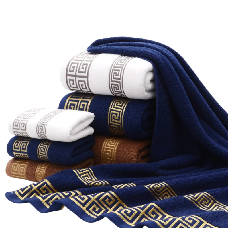 Set Bathroom Geometric Pattern Bath Towel For Adults Face Ha